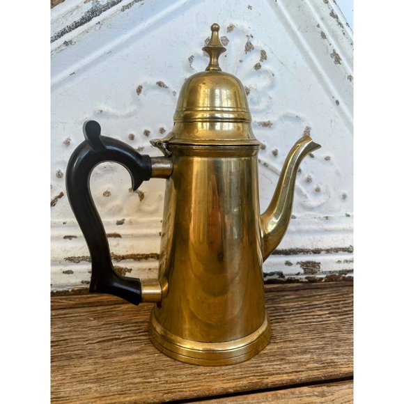 Vintage Long Solid Heavy Brass Coffee/Teapot - Picture 8 of 12